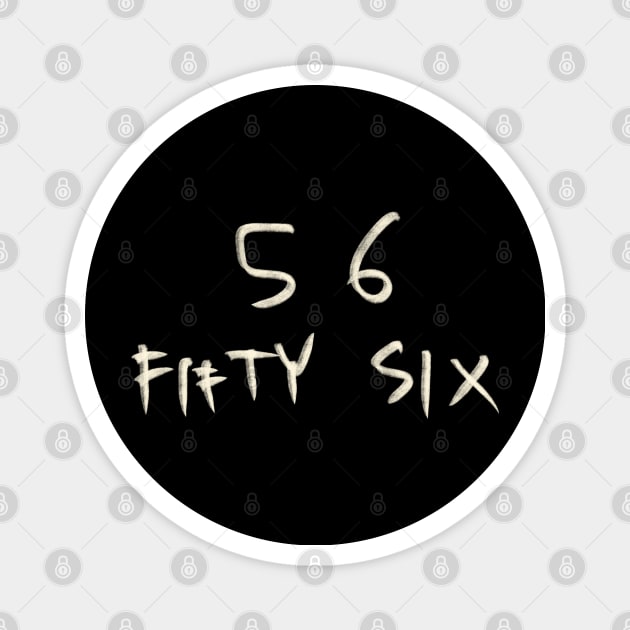 Hand Drawn Letter Number 56 Fifty Six Magnet by Saestu Mbathi